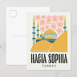 Hagia Sophia Istanbul Turkiet resande blommigt Vykort