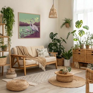 Hägrar vid sjön poster