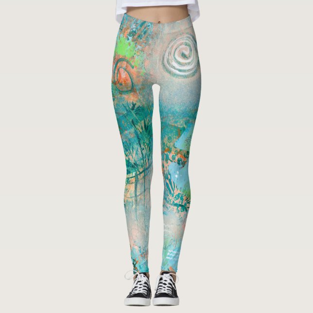 "Hägring" damasker Leggings (Framsida)