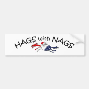 Hags med Nags Patriotic Bumper Sticker Bildekal