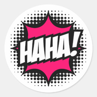 HAHA! Tecknad Bok Stil Runt Klistermärke