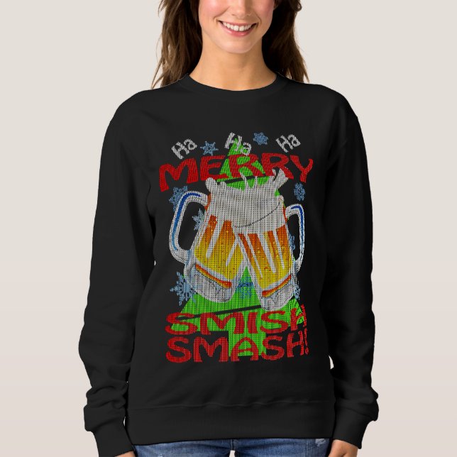 HaHaHa MERRY SMISHSMASH   Holiday Beer Drinking T Shirt (Framsida)