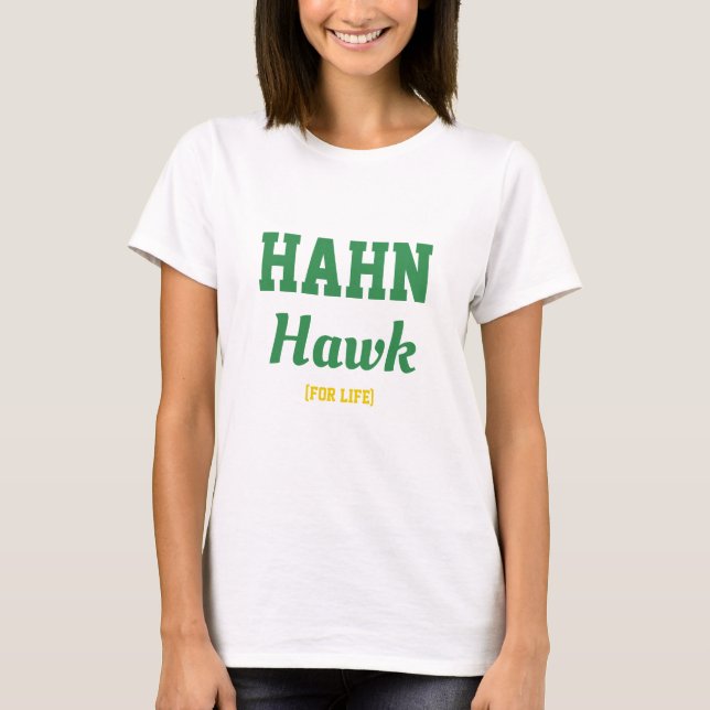 Hahn Hawk High School Tyskland T-shirt, Grönt Guld T Shirt (Framsida)