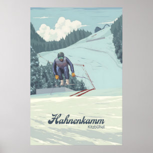 Hahnenkamm Kitzbuhel Österrike Skidort Resa Poster