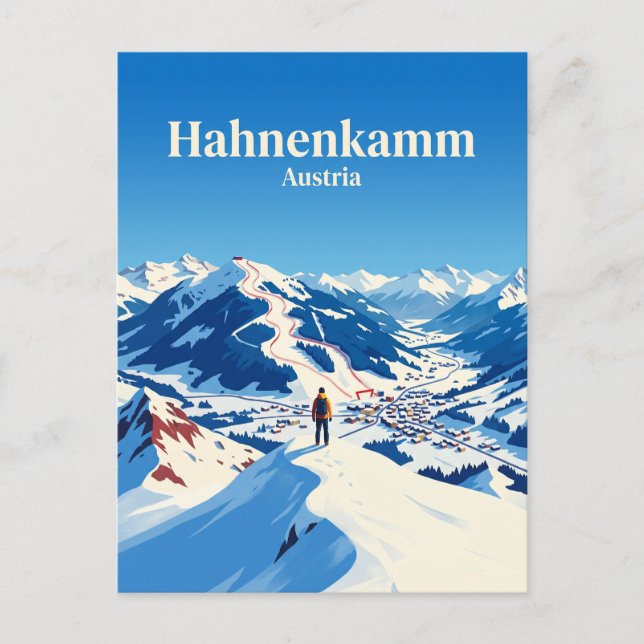 Hahnenkamm skidområde Österrike Vykort (Framsida)