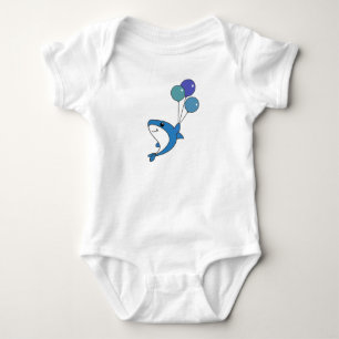Hai Fish Flies with Balloons Sweet Animals Shark T Shirt