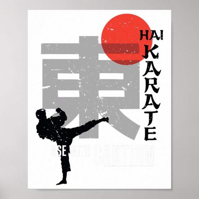 Hai Karate Använda med försiktighet Retro-efterbeh Poster (Framsidan)