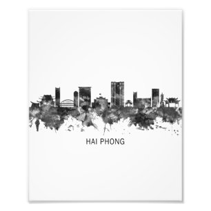 Hai Phong Vietnam Skyline BW Fototryck