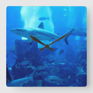 Hai Unterwasser! Fyrkantig Klocka
