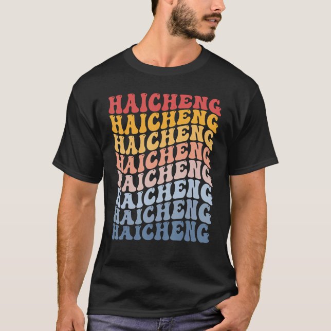 Haicheng City Groovy Retro T Shirt (Framsida)