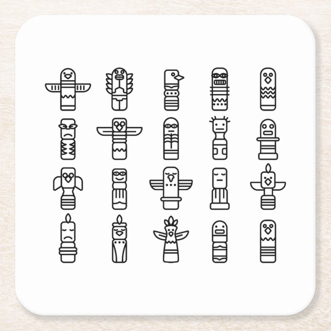 Haida Animals Native Indians Haida IndiGurus Underlägg Papper Kvadrat (Framsidan)