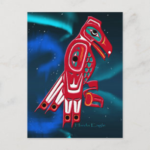 Haida Eagle & Aurora Native American Art Design Vykort