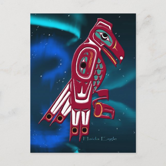Haida Eagle & Aurora Native American Art Design Vykort (Framsida)