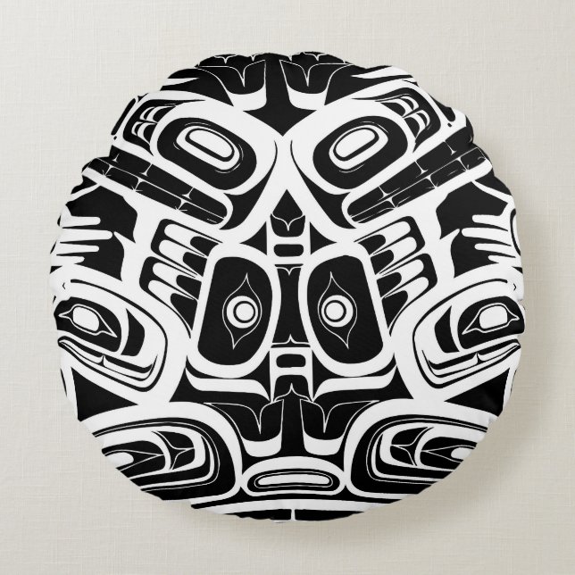 Haida Eagle Thunderbird Northwest Columbia Rund Kudde (Framsidan)