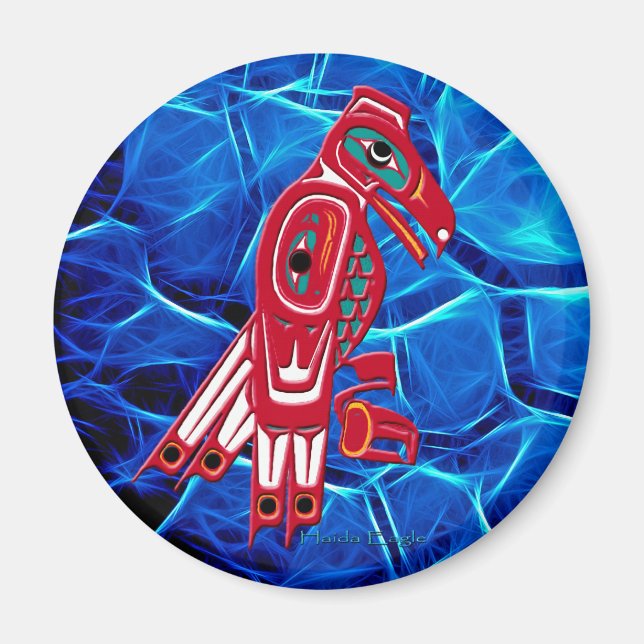 HAIDA EGLE & Blue Fractal Native Art Magnet (Framsidan)