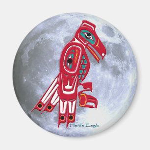 HAIDA EGLE & FULL MOON Native American Art Magnet