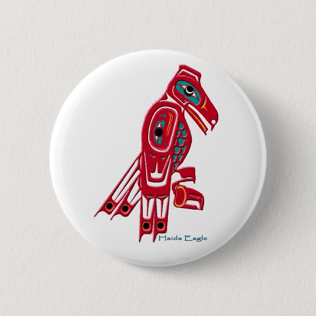HAIDA EGLE Native American Art Button Collection Knapp (Framsida)
