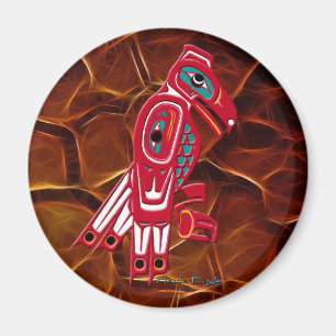HAIDA EGLE & Orange Fractal Native Art Magnet