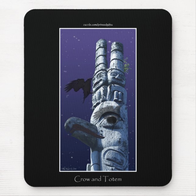 Haida First Nation Totem Pole & Kråka Mousepad Musmatta (Framsidan)