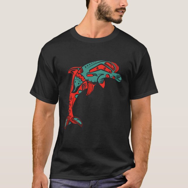Haida Fish Dolphin Sea Dolphinarium Conservation A T Shirt (Framsida)