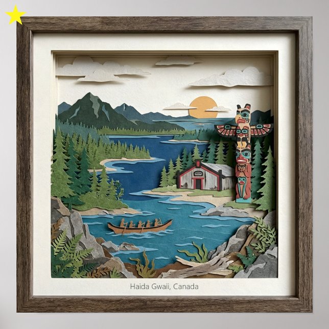 Haida Gwaii B.C. Kanada Papperscollage Diorama Poster (Skapare uppladdad)
