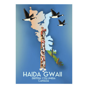 haida gwaii British Columbia Canadian karta Fototryck