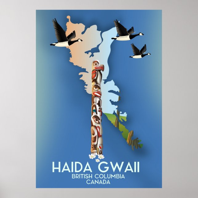 haida gwaii British Columbia Canadian karta Poster (Framsidan)