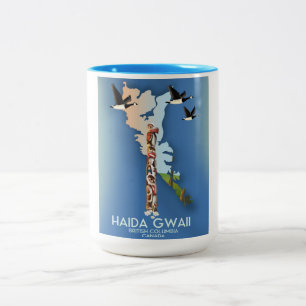 haida gwaii British Columbia Canadian karta Två-Tonad Mugg