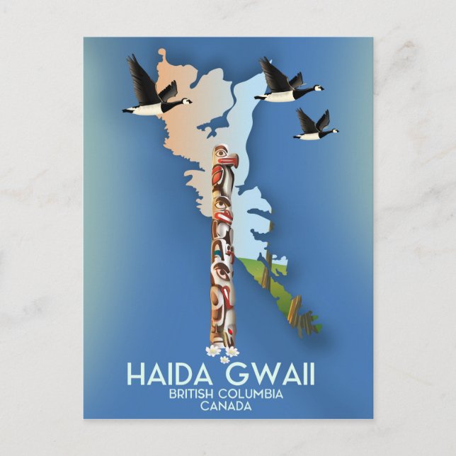 haida gwaii British Columbia Canadian karta Vykort (Framsida)