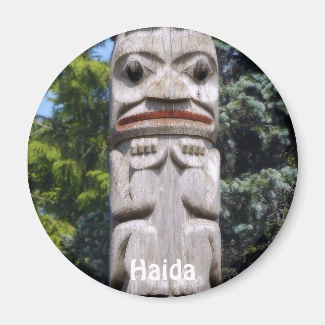 Haida Native American Totem Pole Art Magnet (Framsidan)