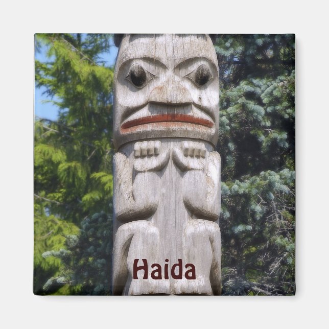 Haida Native American Totem Pole Art Magnet (Framsidan)