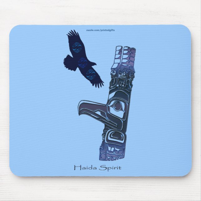 Haida Native American Totem Pole & Eagle Mousepad Musmatta (Framsidan)