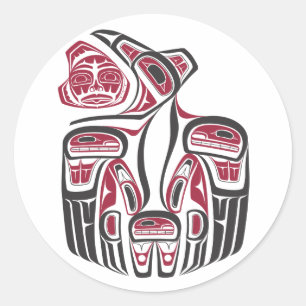Haida Raven Sticker Runt Klistermärke
