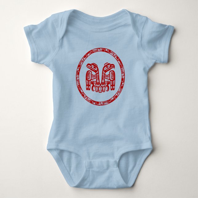 Haida-ritual Native Pacific Northwest Dubbelörn T Shirt (Framsida)