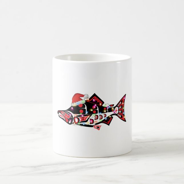 Haida Salmon Spirit Animal med jul Ljus Kaffemugg (Center)