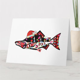Haida Salmon Spirit Animal med jul Ljus Kort