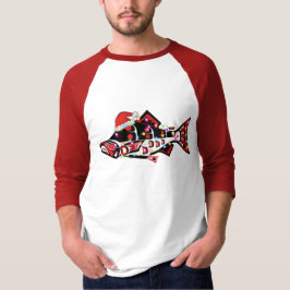 Haida Salmon Spirit Animal med jul Ljus T Shirt