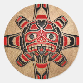 Haida Sol Mask Runt Klistermärke