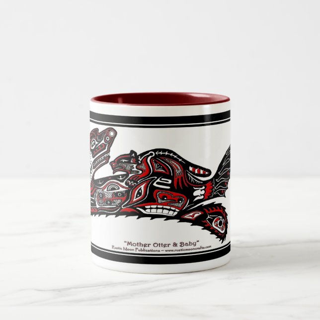 "HAIDA SPIRIT MUGG" Native American-stil Otter Art Två-Tonad Mugg (Center)