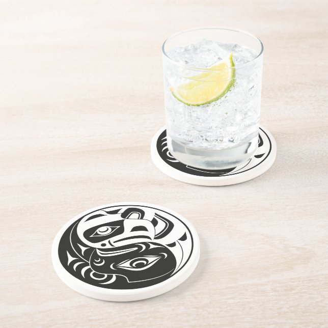 Haida Thunderbird Black and White Eagle Circle Underlägg (Sidan)