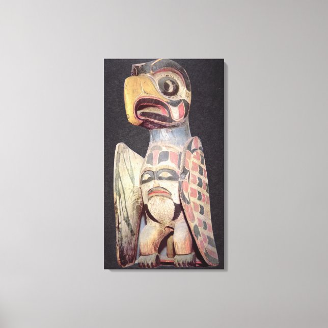 Haida "Thunderbird"-staty (målat trä) Canvastryck (Framsida)