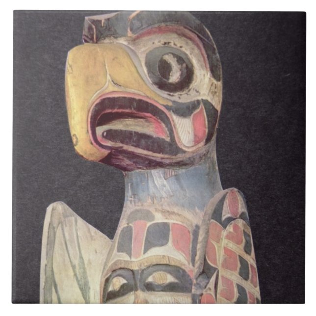 Haida"Thunderbird" staty (målat trä) Kakelplatta (Framsidan)