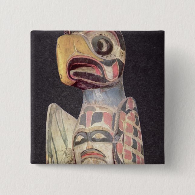 Haida"Thunderbird" staty (målat trä) Knapp (Framsida)