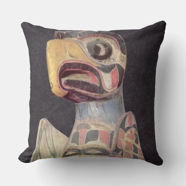 Haida"Thunderbird" staty (målat trä) Kudde (Framsida)