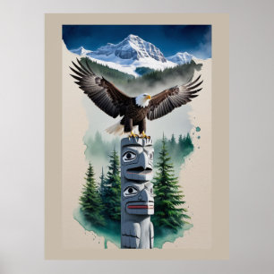 Haida Totem och Örn Poster