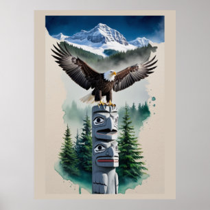 Haida Totem och Örn Poster