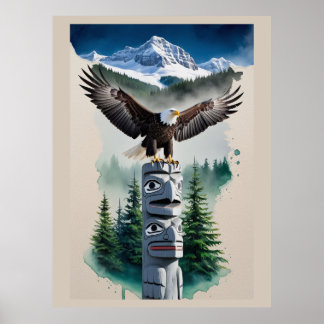 Haida Totem och Örn Poster