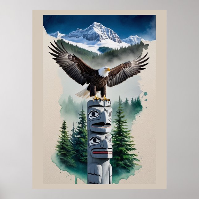 Haida Totem och Örn Poster (Framsidan)