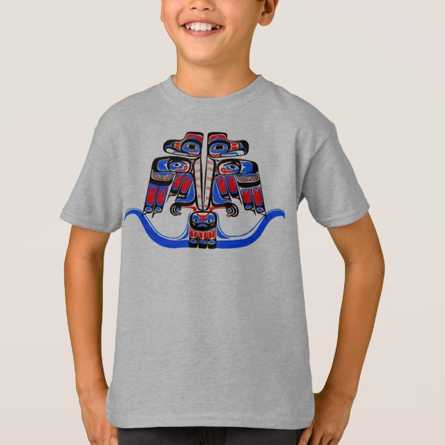 Haida Tribal Dubbla Thunderbird Native Aboriginal T Shirt (Framsida)