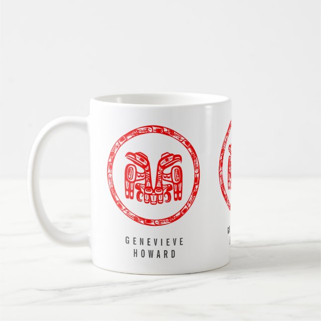 Haida Tribal Native American Dubbla Red Eagle Kaffemugg (Vänster)